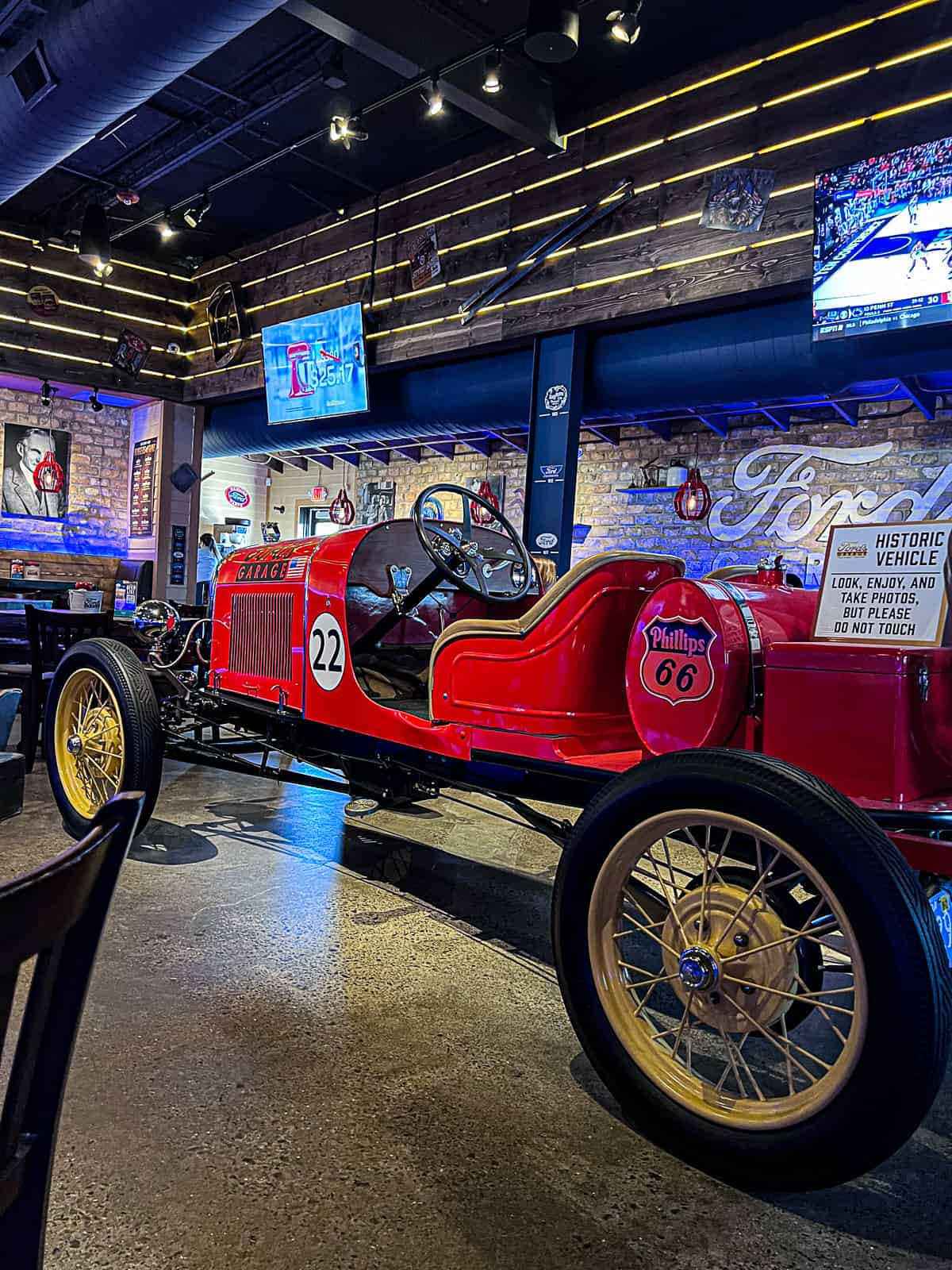 Antique car inside Fords Garage in Plano Texas