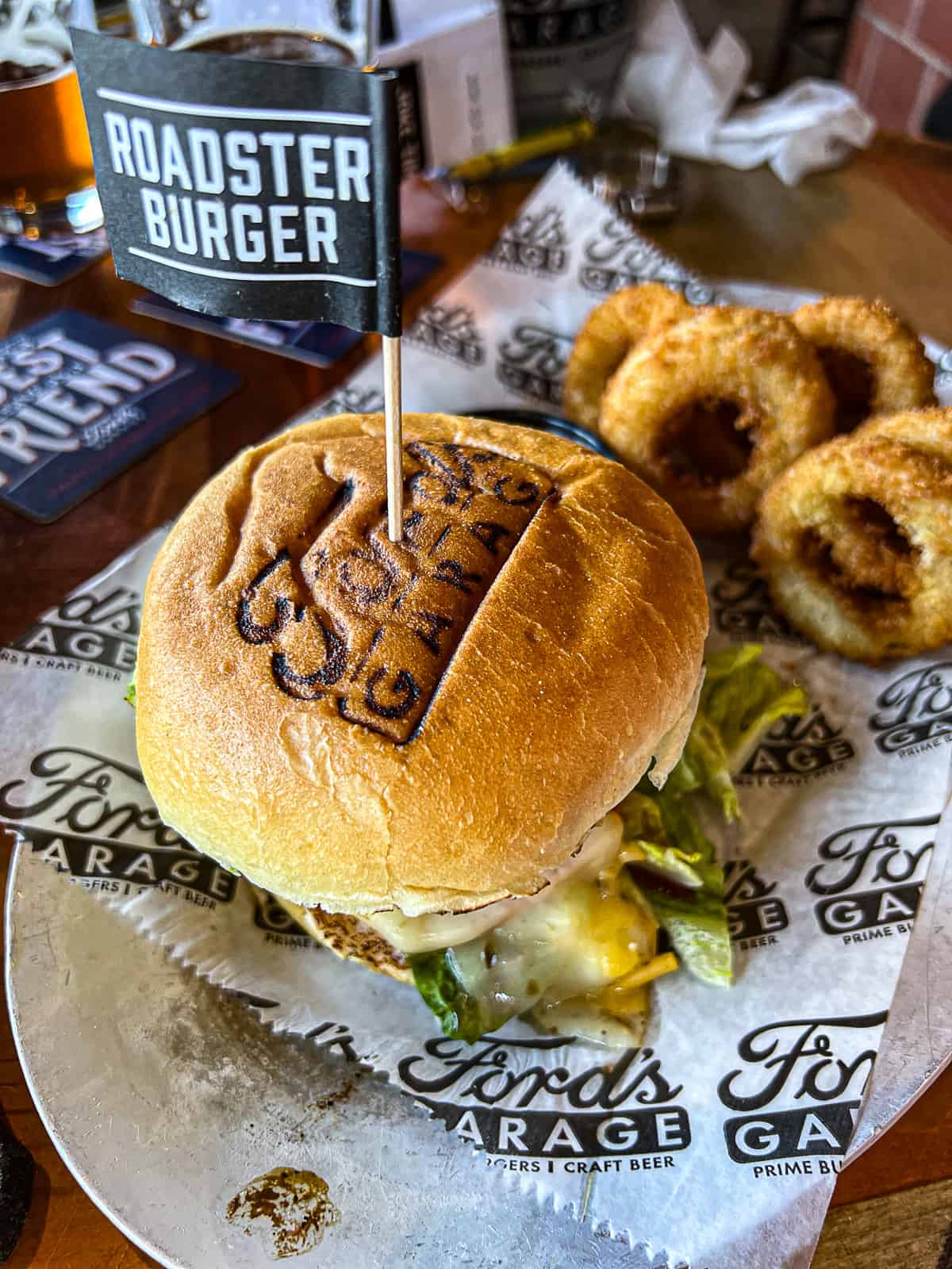 Cali Roadster Burger Menu Item at Fords Garage Plano Texas Restaurant