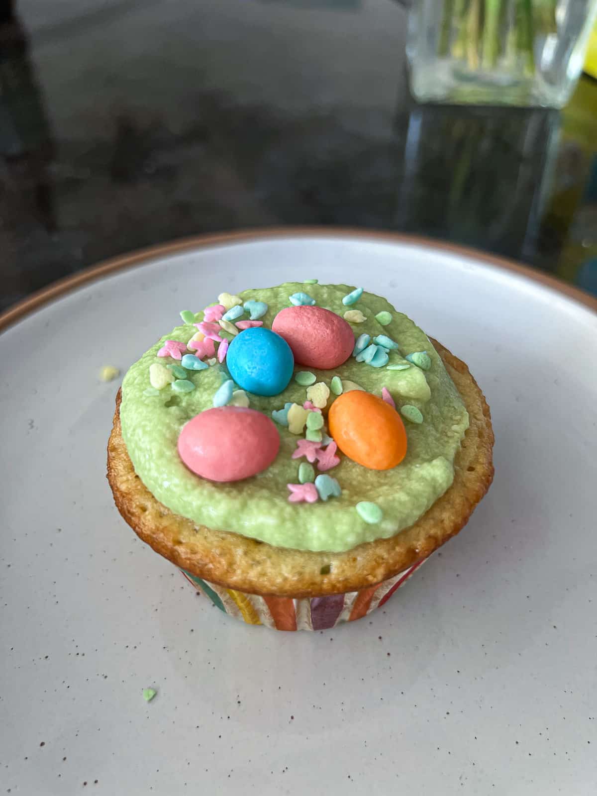 Easter Funfetti Cupcakes with Birds Eggs Jellybeans on Top with sprinkles