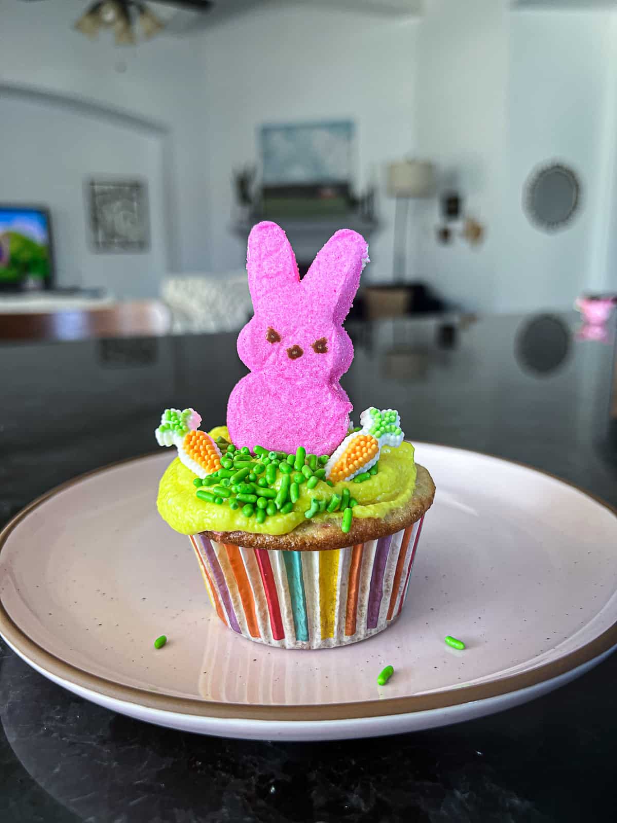 Easter Funfetti Cupcakes with Peeps on top