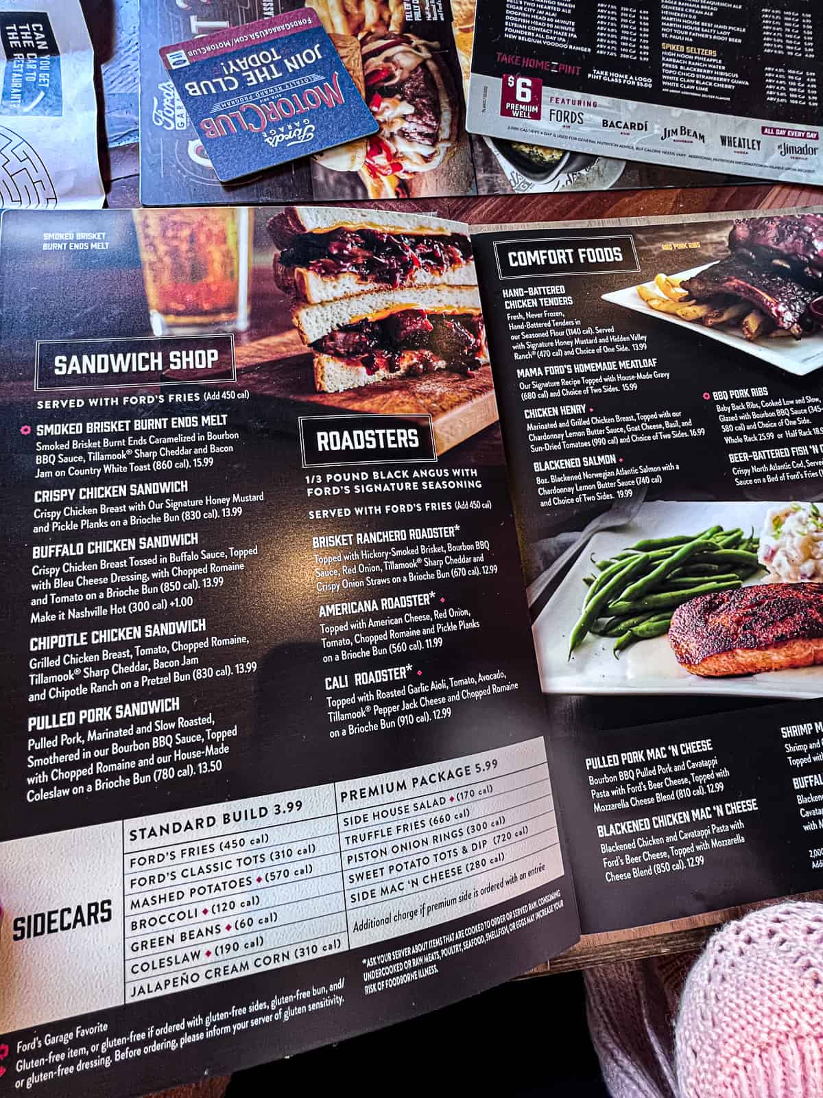 Fords Garage Menu for lunch and dinner at the Plano Texas restaurant location