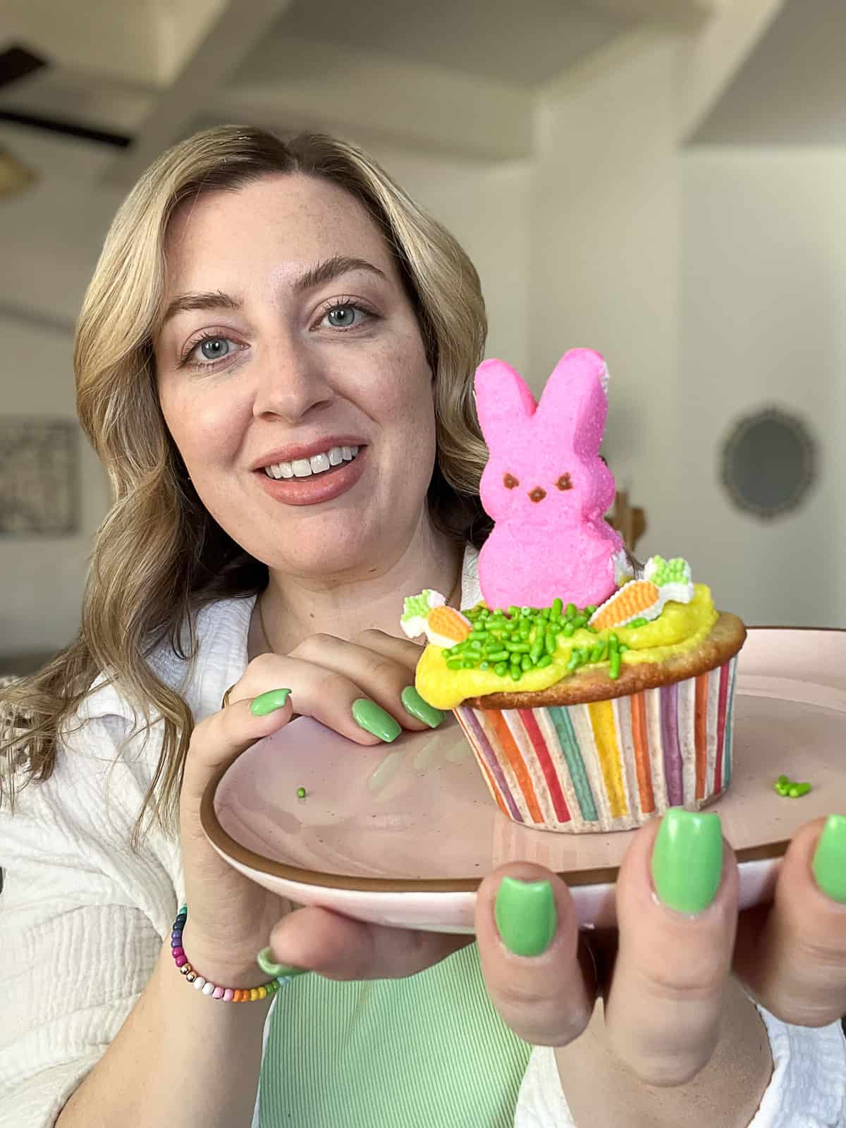 Funfetti Easter Bunny Cupcakes with Jenna Passaro food blogger of Sip Bite Go