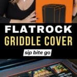 Traeger Flatrock Griddle Grill Cover with text overlay and food blogger Jenna Passaro from Sip Bite Go