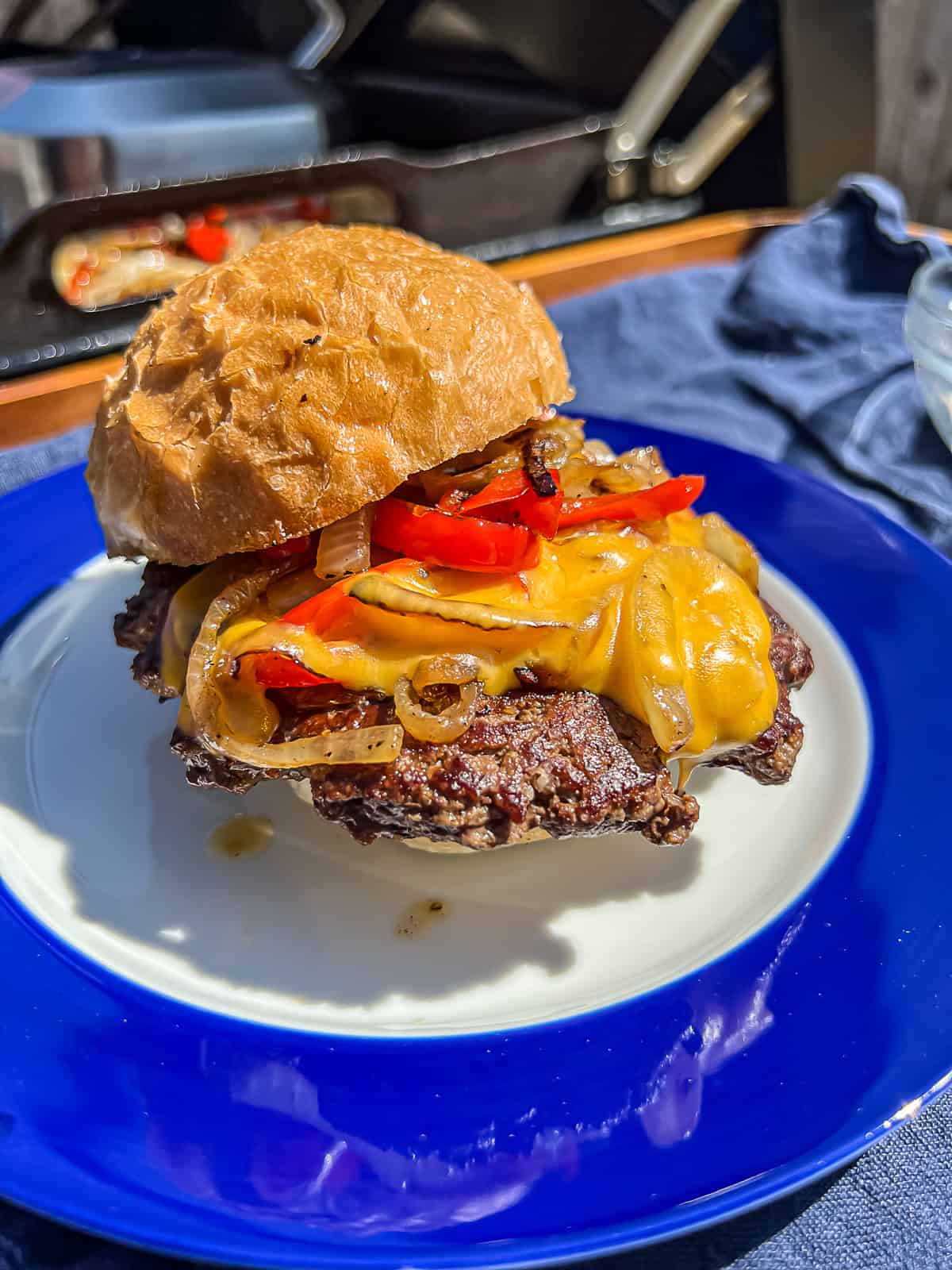 Blackstone griddle Philly cheesesteak burger recipe
