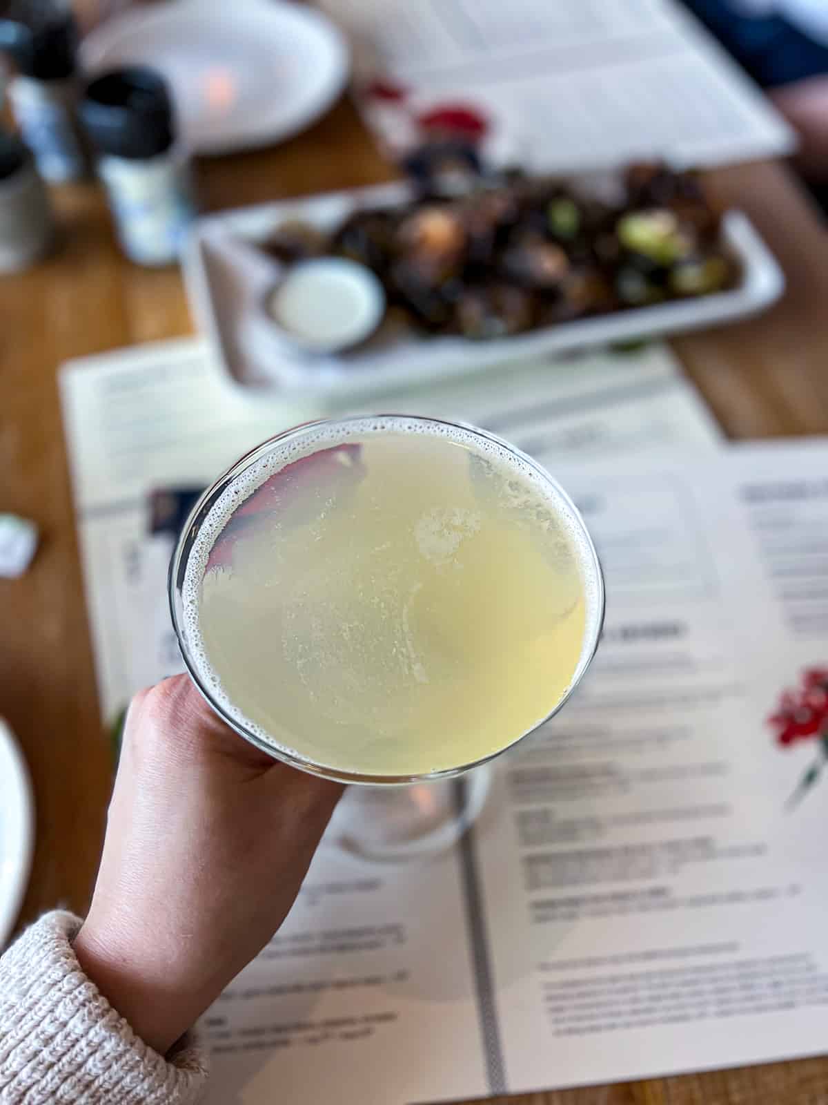 Bee's Knees cocktail with Tupelo Honey Kitchen and Bar Menu 