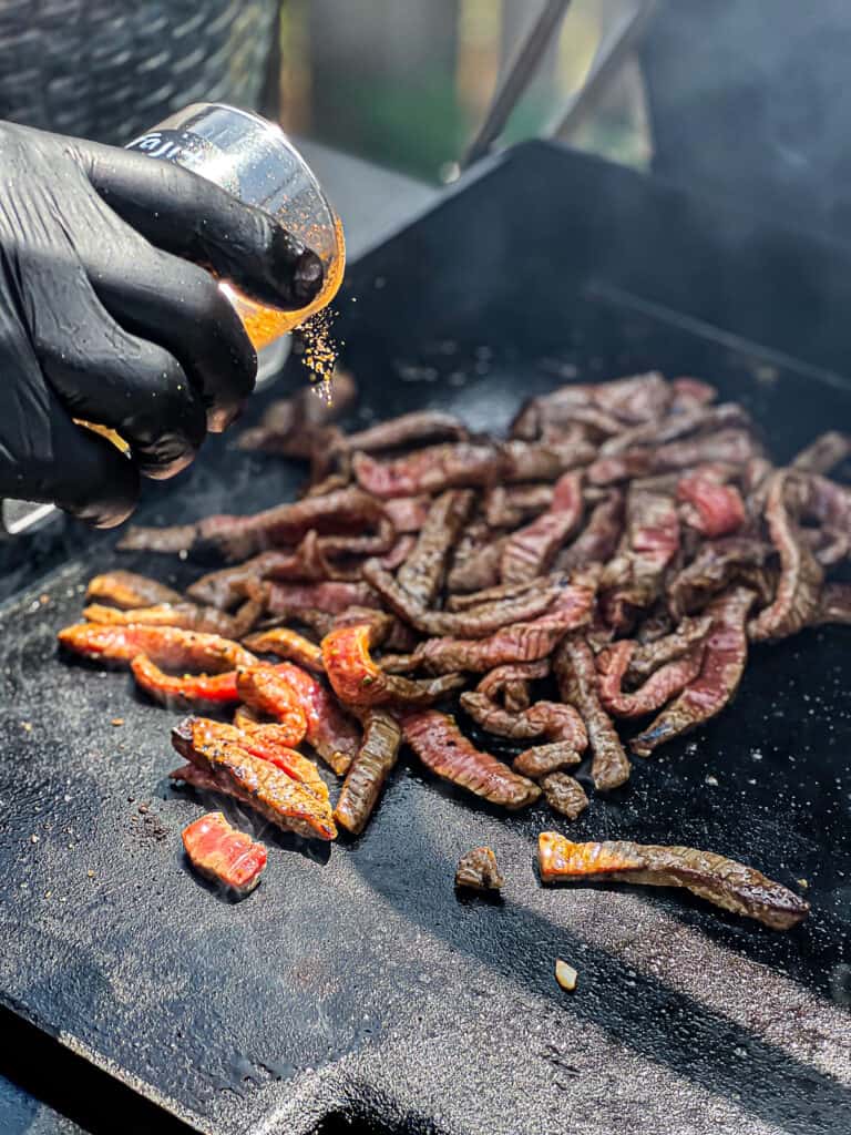 Steak Fajitas On Griddle (Traeger Flatrock Demo) Sip Bite Go