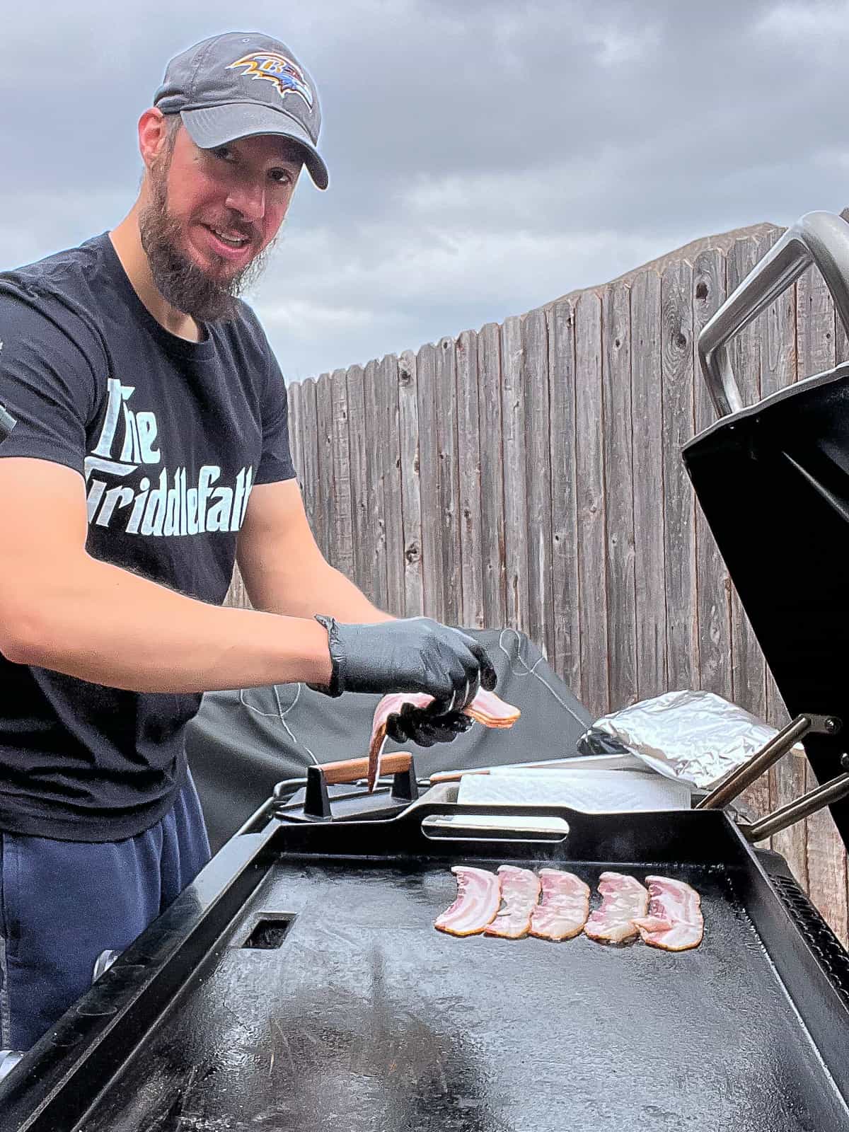 Griddle Cooking Bacon On Traeger Flatrock Grill