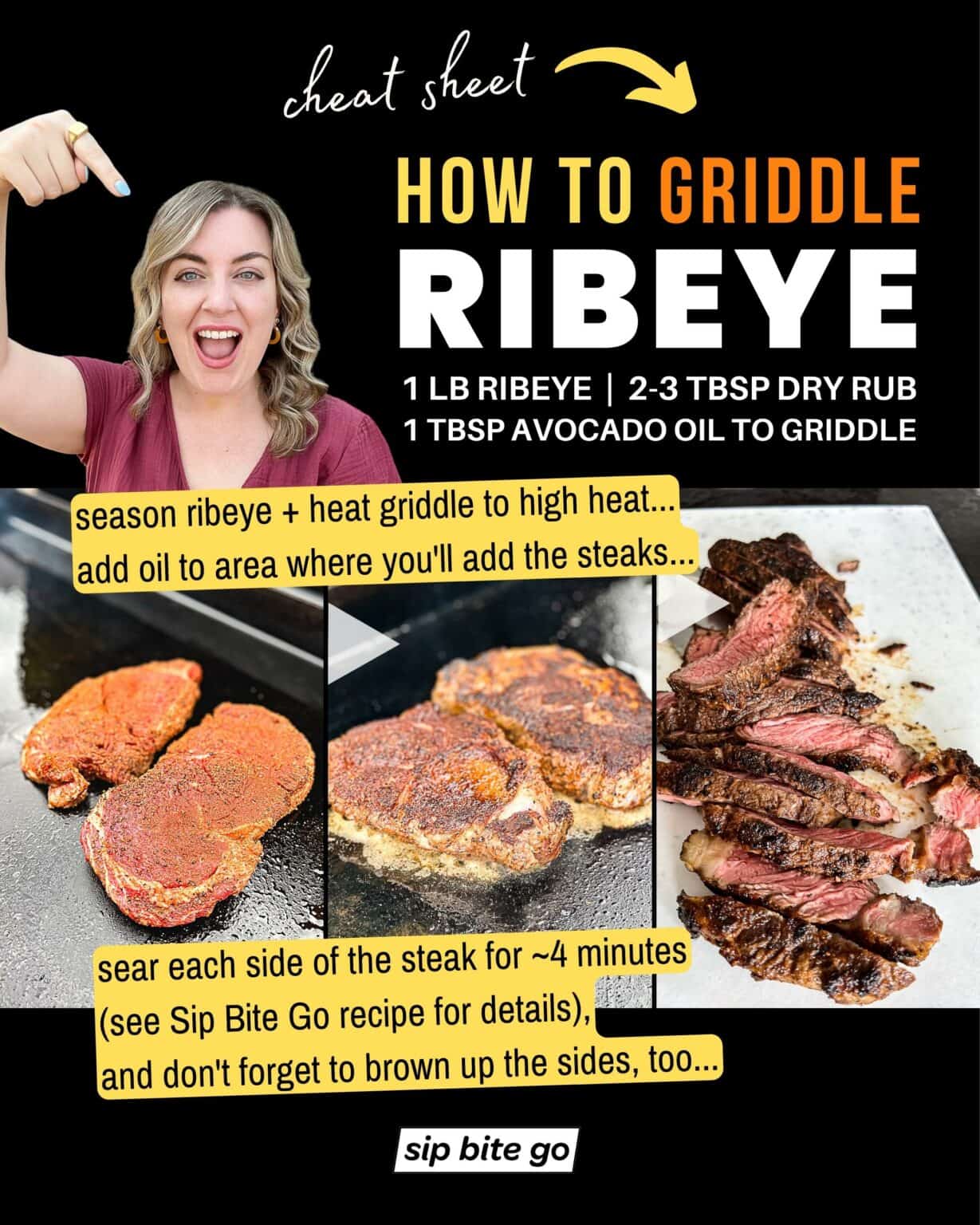 How To Griddle Ribeye Steaks - Traeger Flatrock - Sip Bite Go