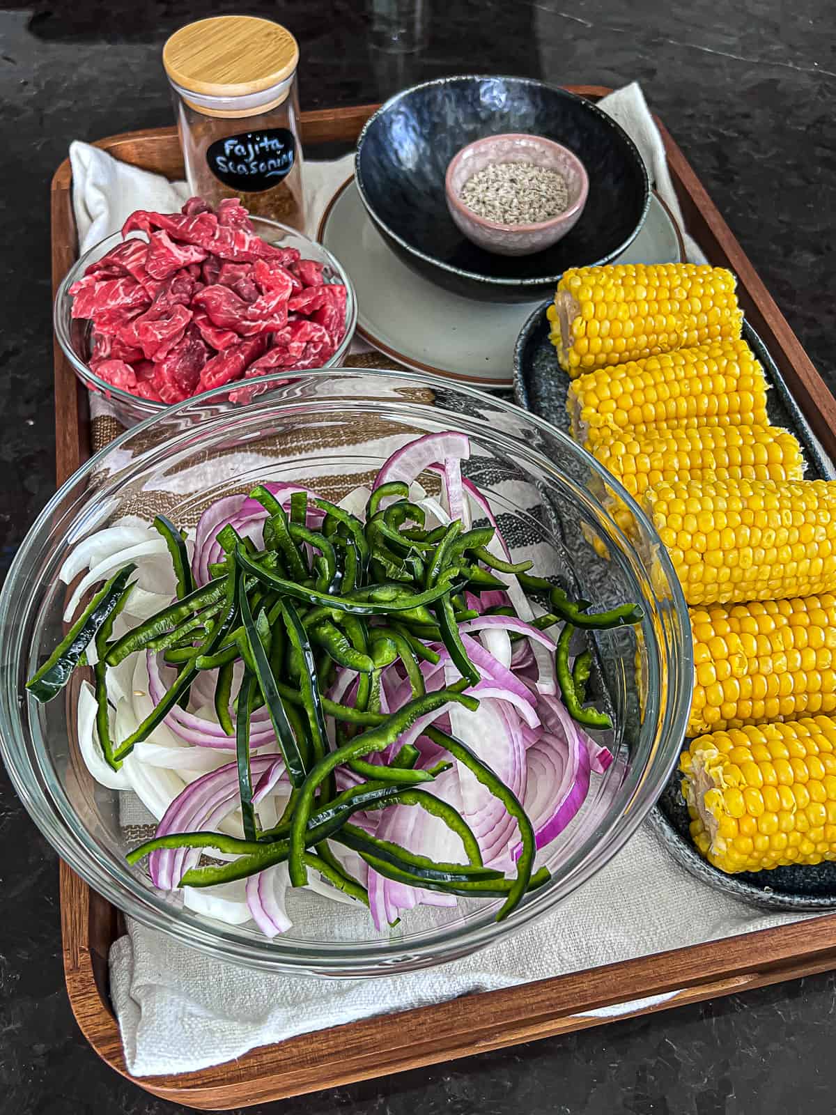 Ingredients for Fajita Night Party Including Homemade Fajitas Seasoning Blend 