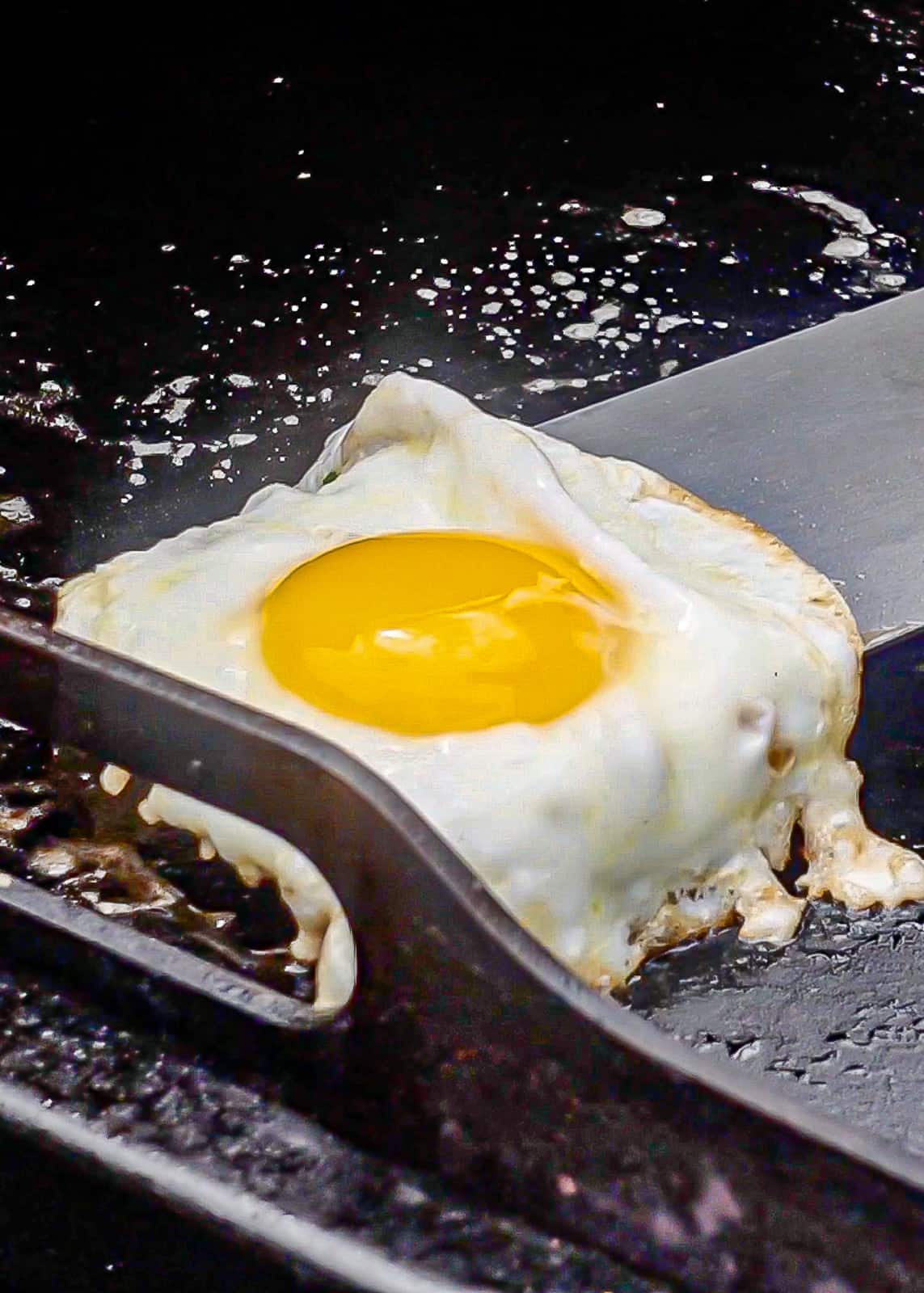 Traeger Flatrock Griddle Cooking Sunny Side Up Eggs
