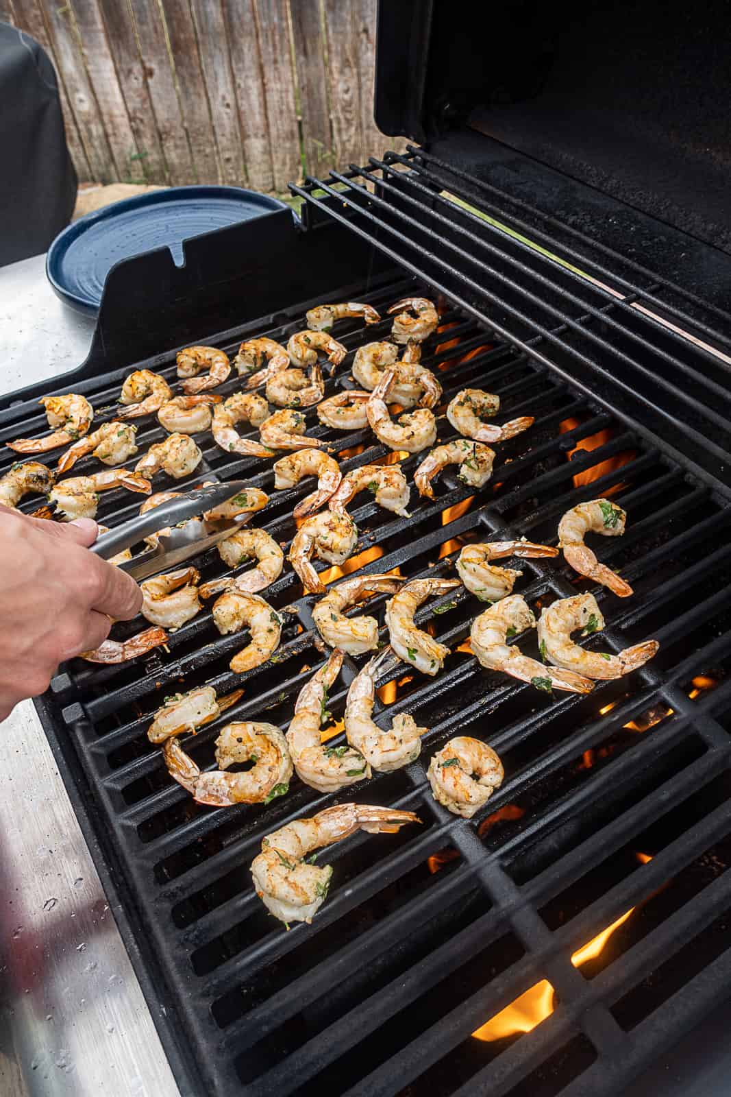 Weber Spirit 2 Gas Grill with hand cooking Grilled Shrimp Recipe