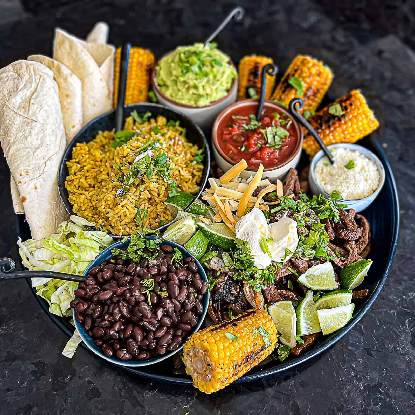 Serving Sides With Fajitas Party Platter Idea