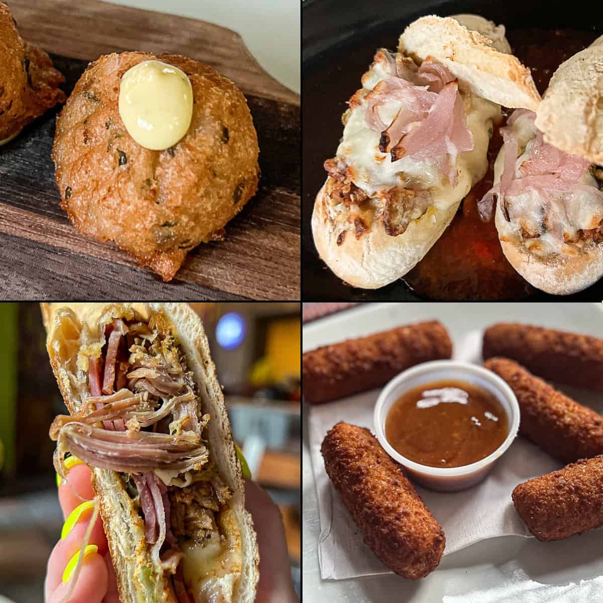Best Restaurants in San Juan Puerto Rico collage with mofongo and croquettes and other food