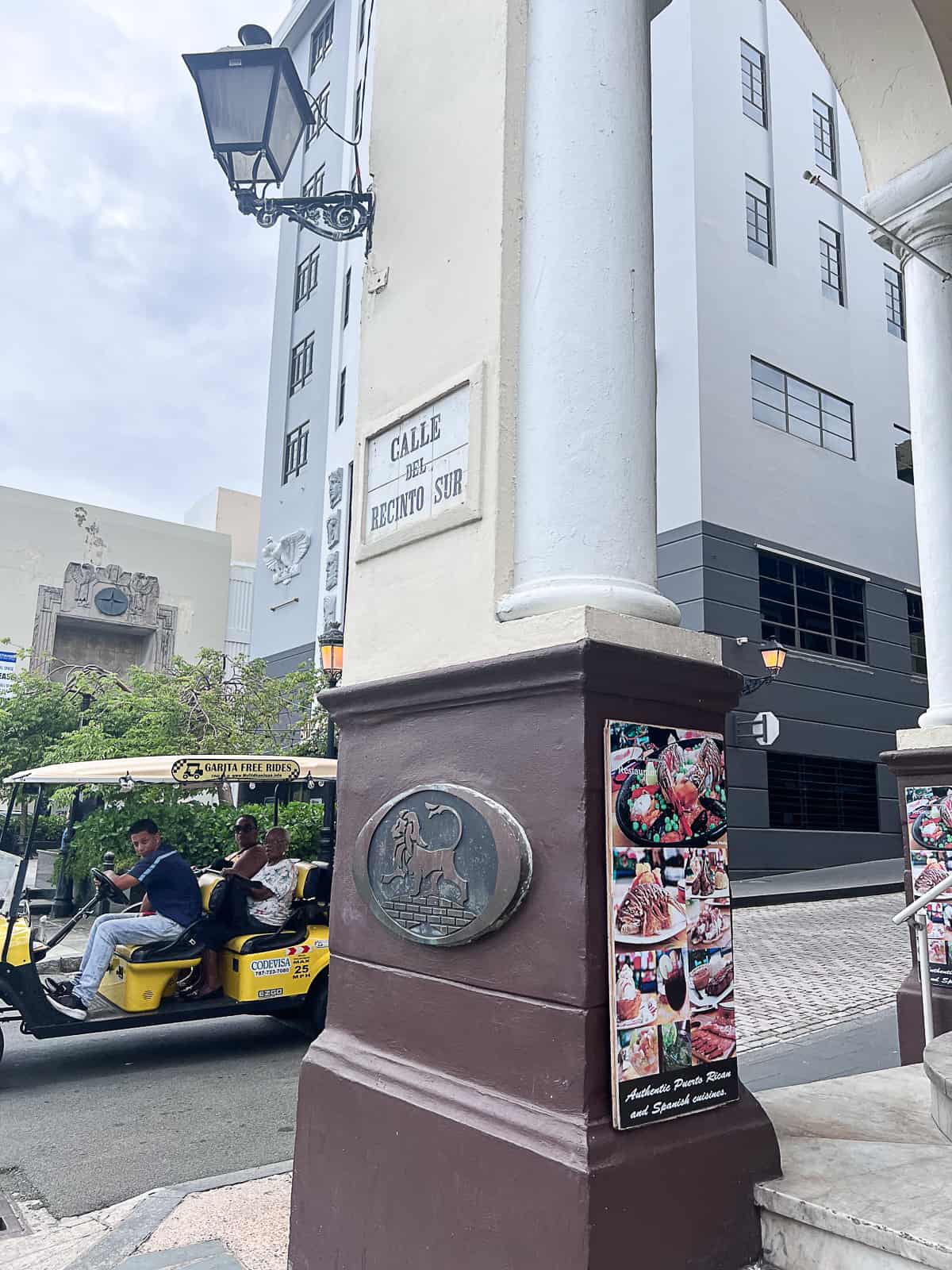 Calle Del Recinto Sur Building with restaurant Triana Tapas and Flamenco in Old San Juan Puerto Rico