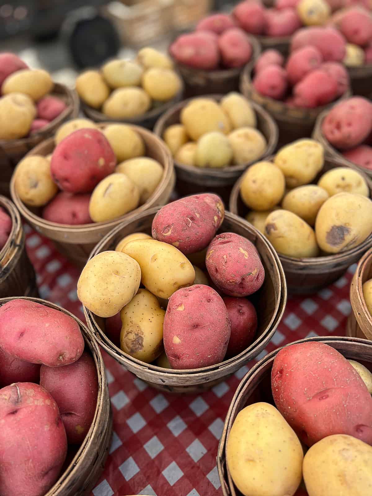 Downtown McKinney Texas Farmers Market Produce Stand with Potatoes