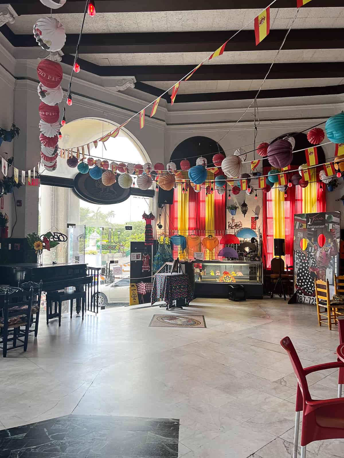 Inside Triana Tapas and Flamenco Restaurant on the dancing floor in San Juan Puerto Rico