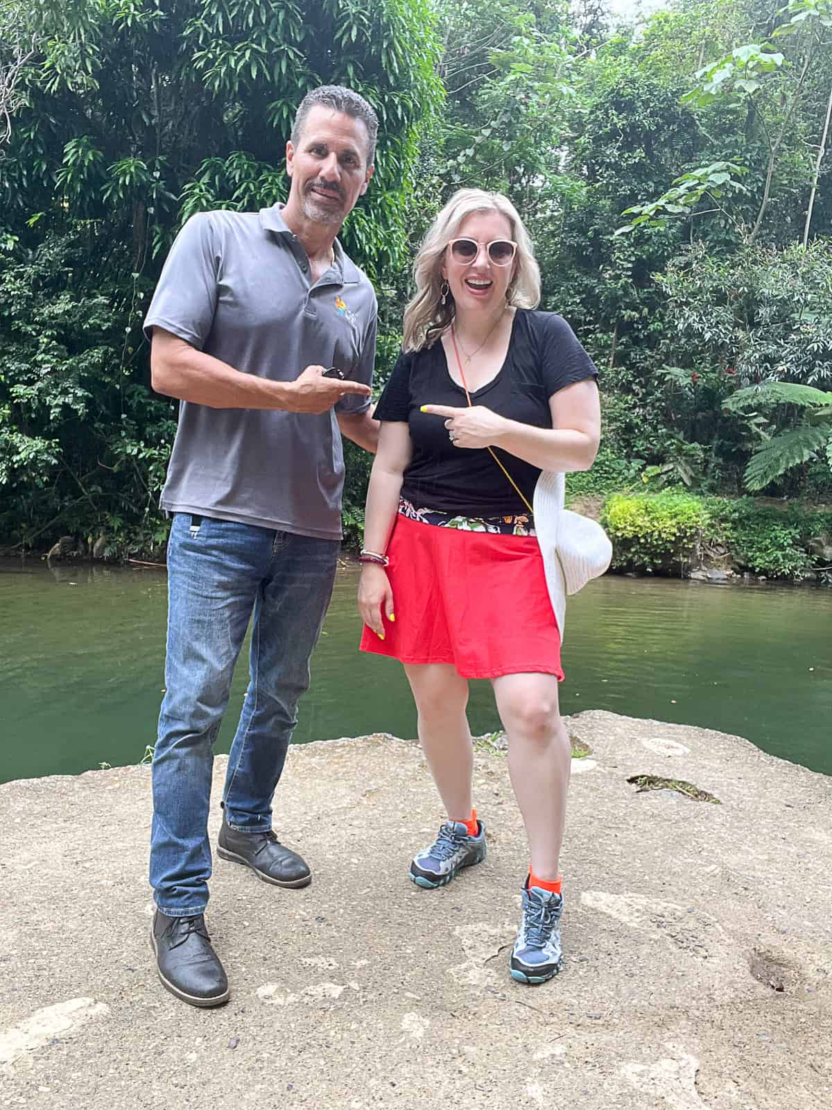 Jenna Passaro food blogger with Tour Guide on an excursion to El Yunque Puerto Rico