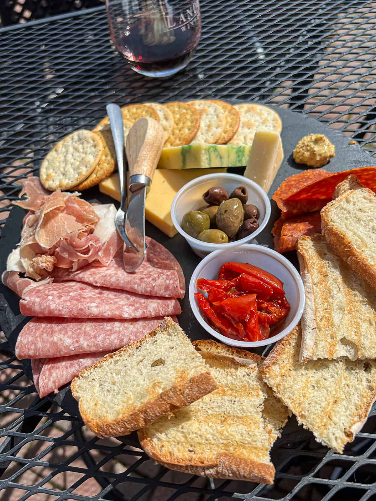 Landon Winery Charcuterie Menu Item and Wine in Downtown McKinney Texas