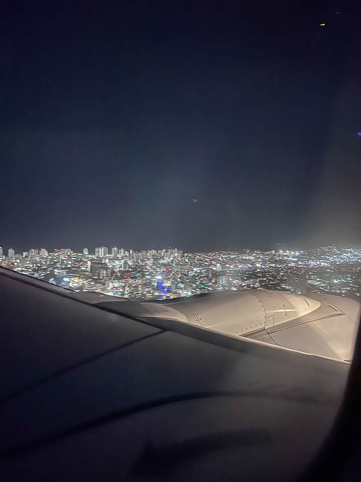 Plane Flying Into Puerto Rico Airport At Night