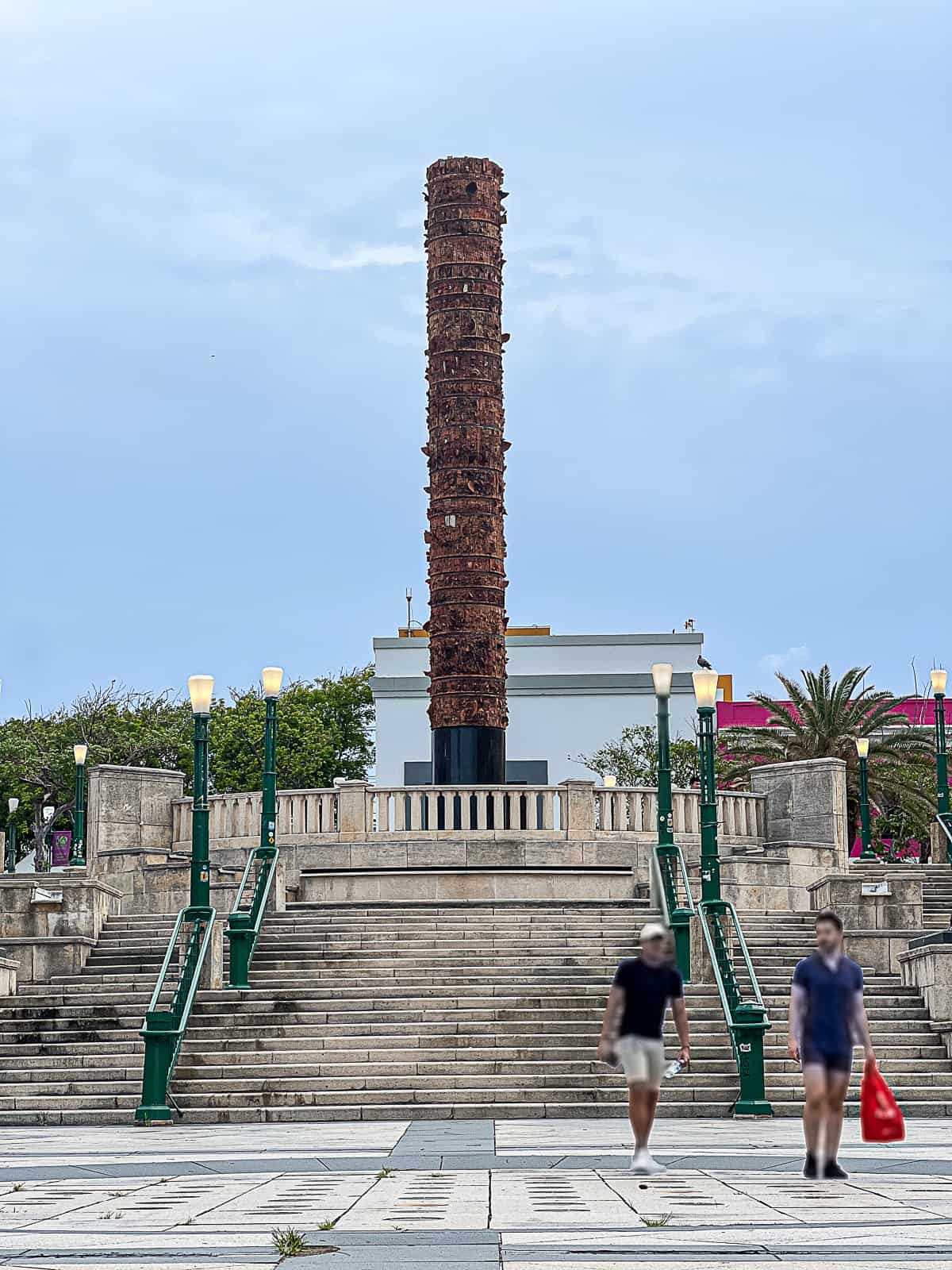 Plaza del Quinto Centenario totem pole in San Juan Puerto Rico