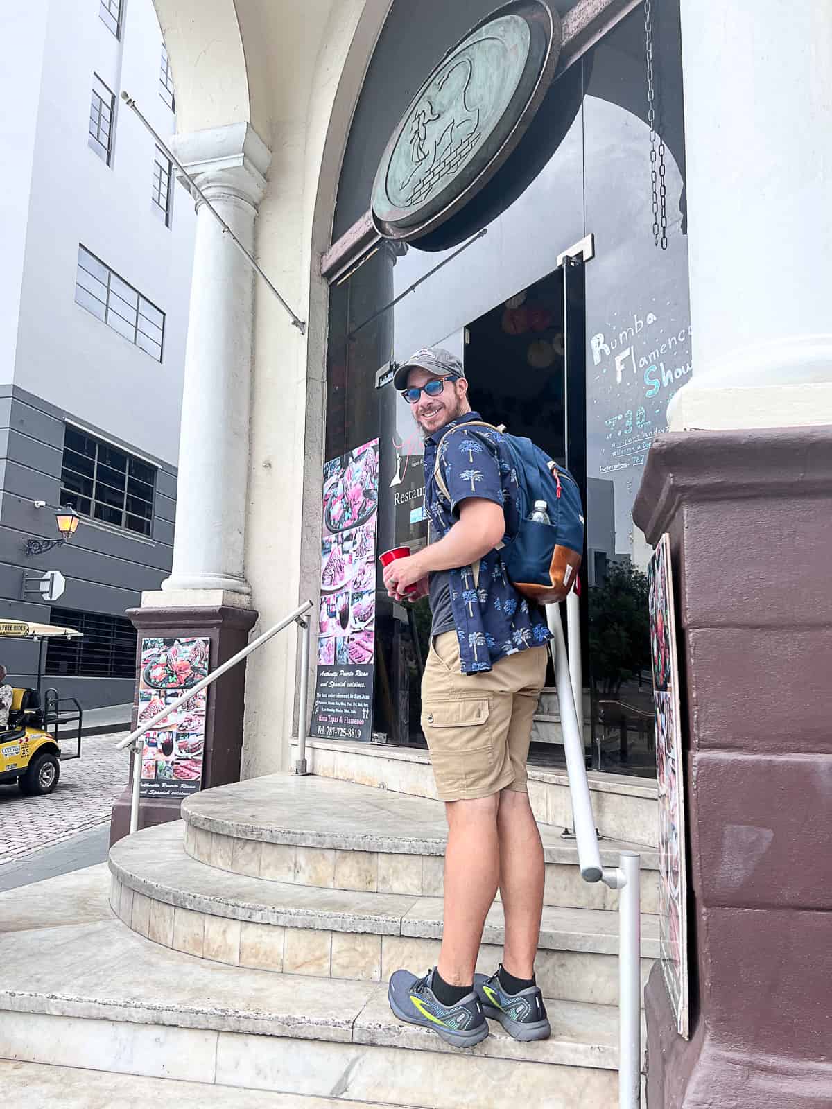 Puerto Rico Travel Blogger outside of Triana Tapas Restaurant in San Juan Puerto Rico