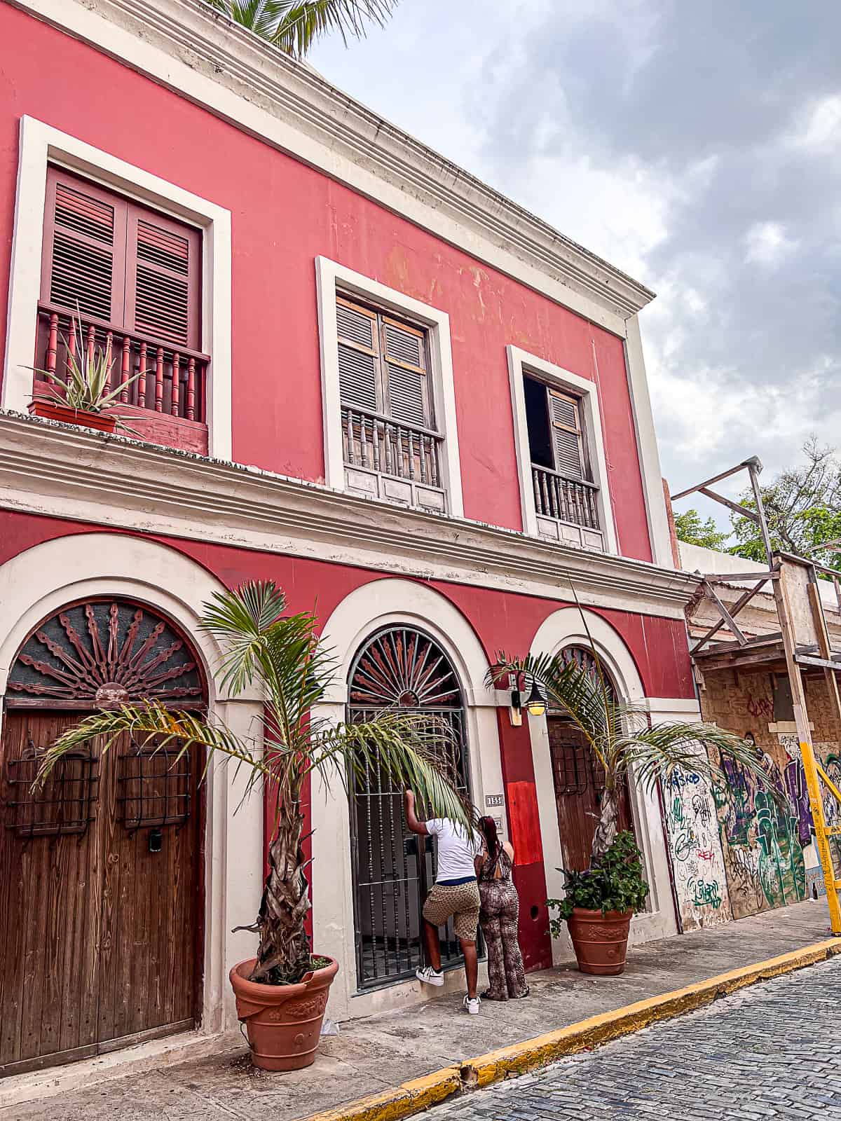 Street view of Old San Juan with cobblestones