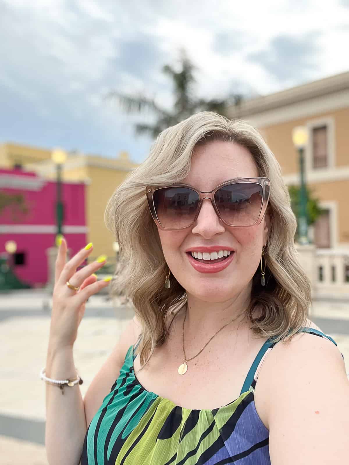 Tourist Travel Blogger Visiting San Juan Plaza del Quinto Centenario
