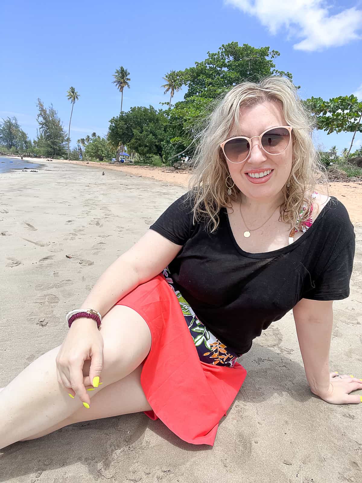 Travel Blogger Relaxing On The Playa Fortuna Beach in Luquillo Puerto Rico