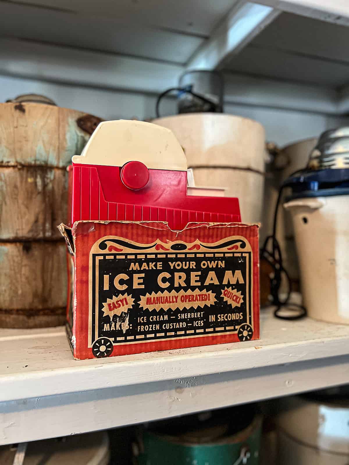Vintage Make Your Own Ice Cream Machine in Museum in Historic Downtown McKinney Texas