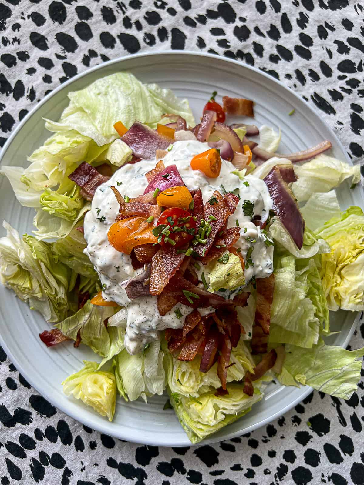 blue cheese dressing recipe on wedge salad