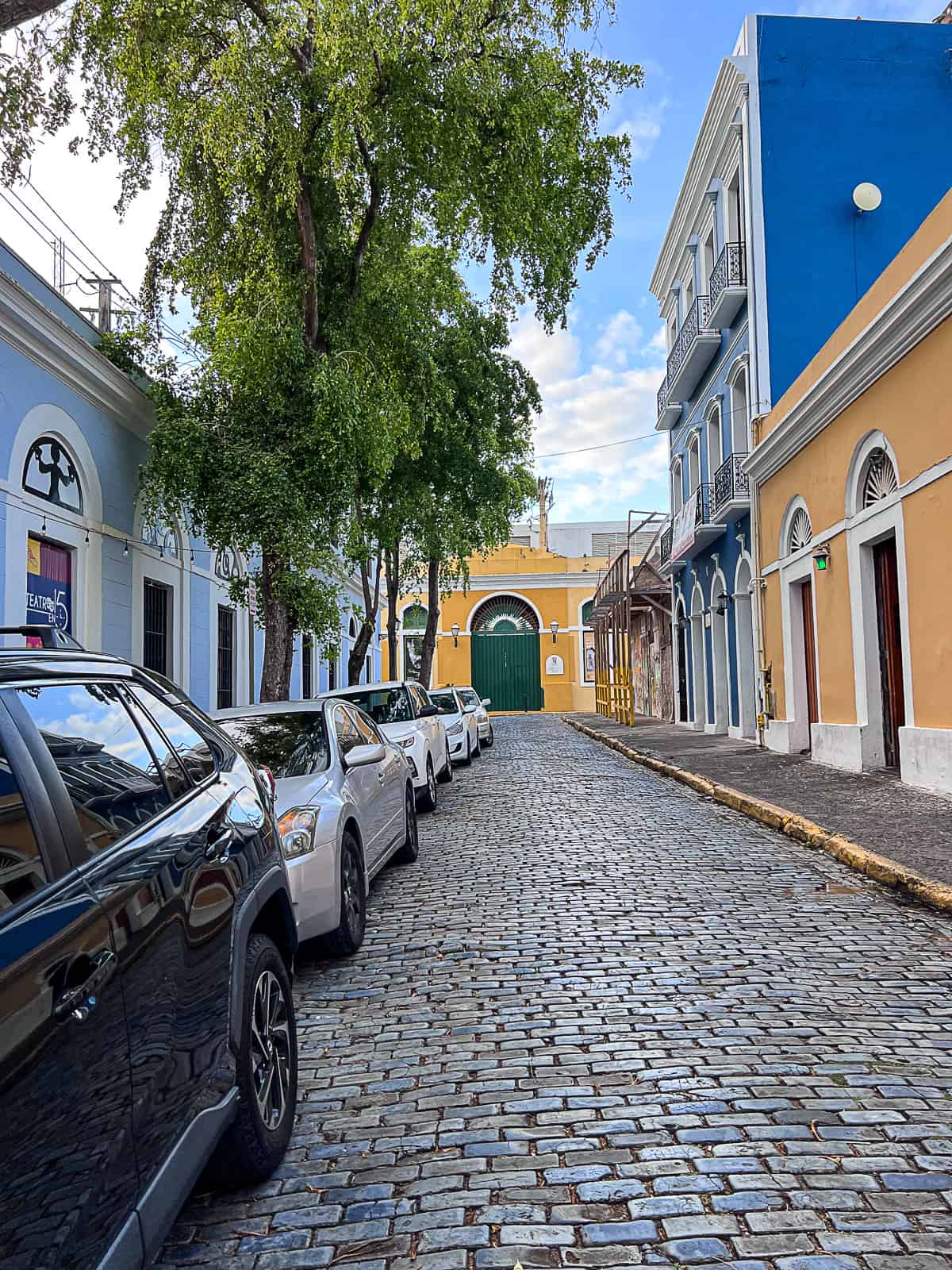 Streets of Old San Juan outside La Taberna Lúpulo Restaurant