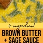 Brown Butter Sage Sauce with Butternut Squash Pasta and text overlay with Sip Bite Go logo