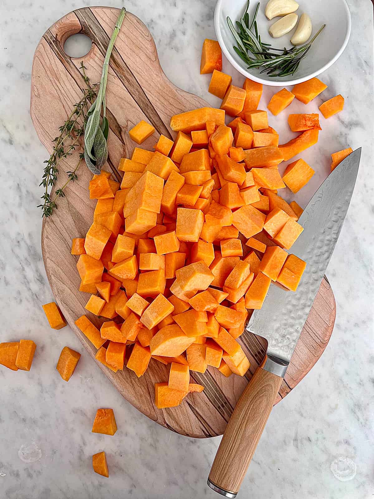 Butternut Squash Diced for Cooking in Soup