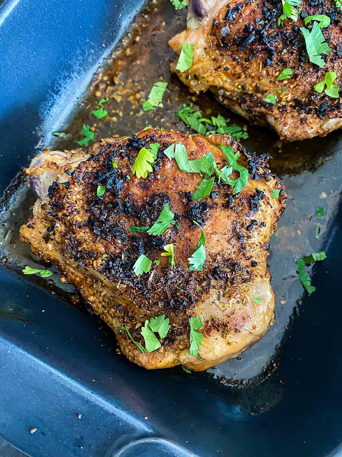 Closeup of Oven Roasted Turkey Thighs Recipe