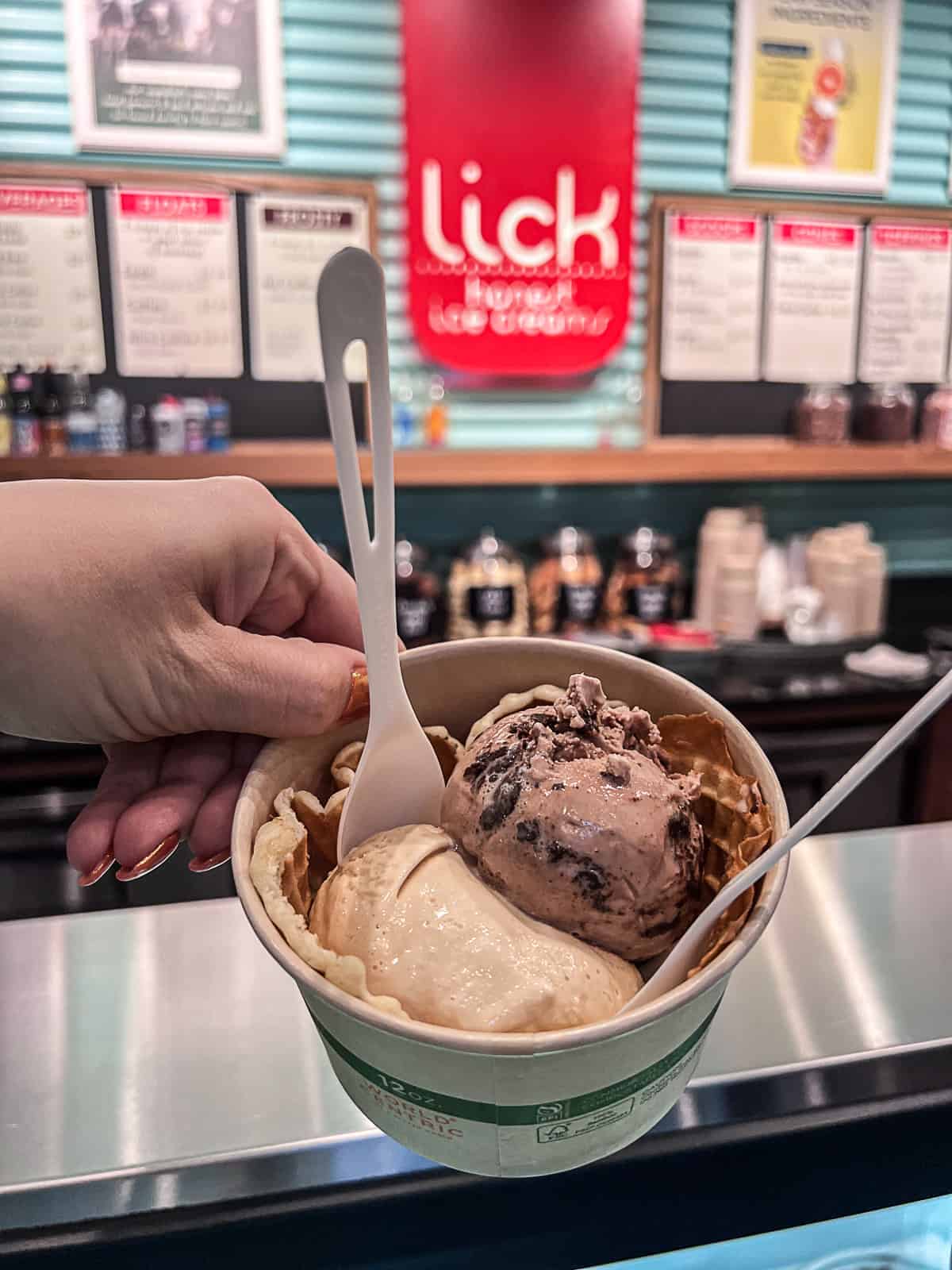 Getting food at Lick Ice Cream in Austin Texas