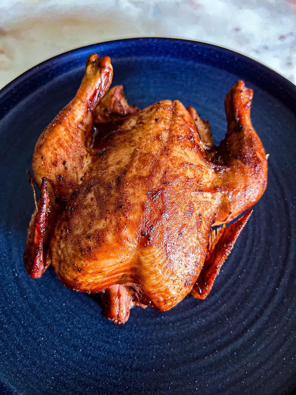 Individual Portion of Traeger Pellet Grill Smoked Cornish Hen Dinner