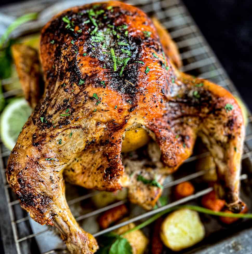 Roasted Chicken In Oven With Potatoes and Vegetables Recipe