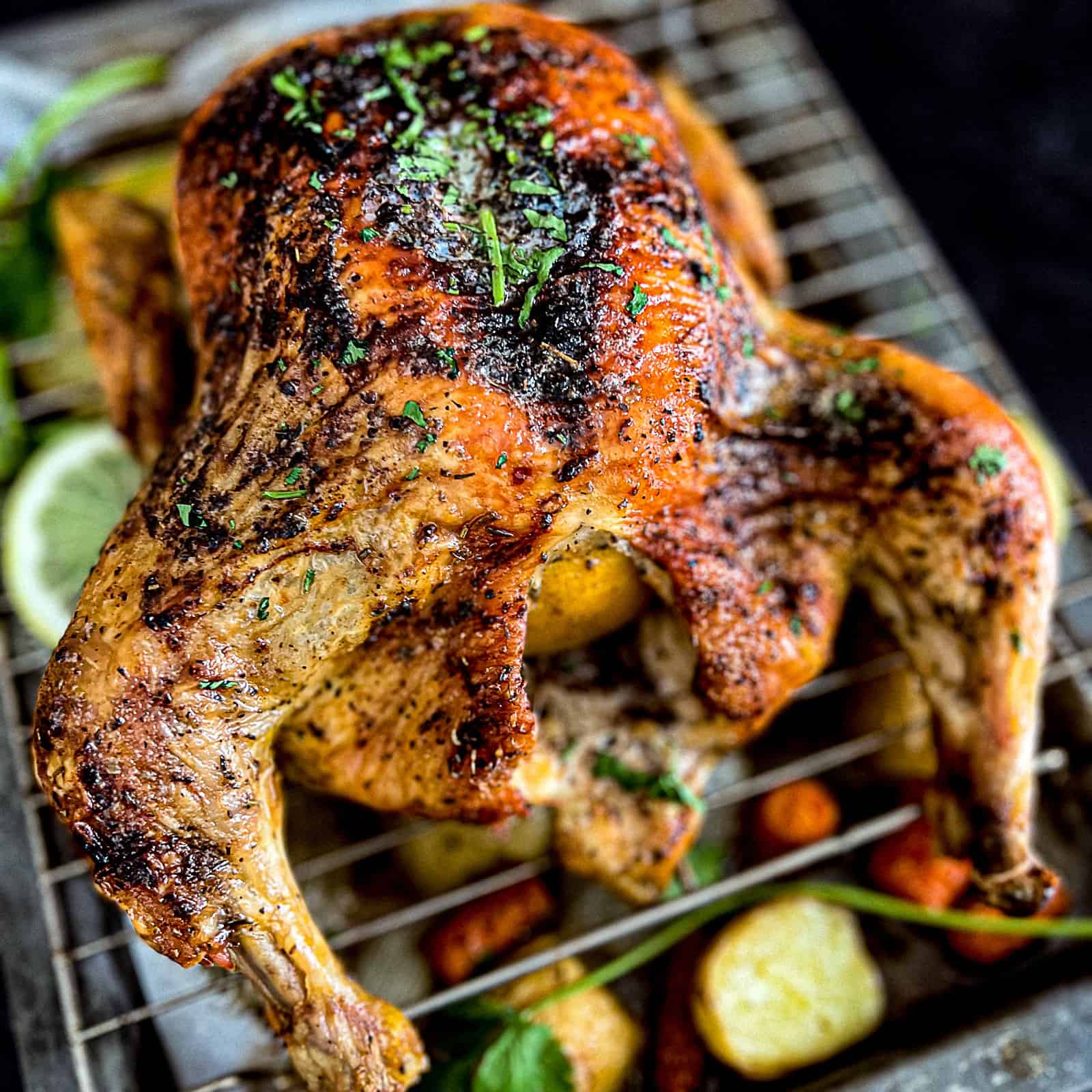 Roasted Chicken In Oven With Potatoes and Vegetables Recipe