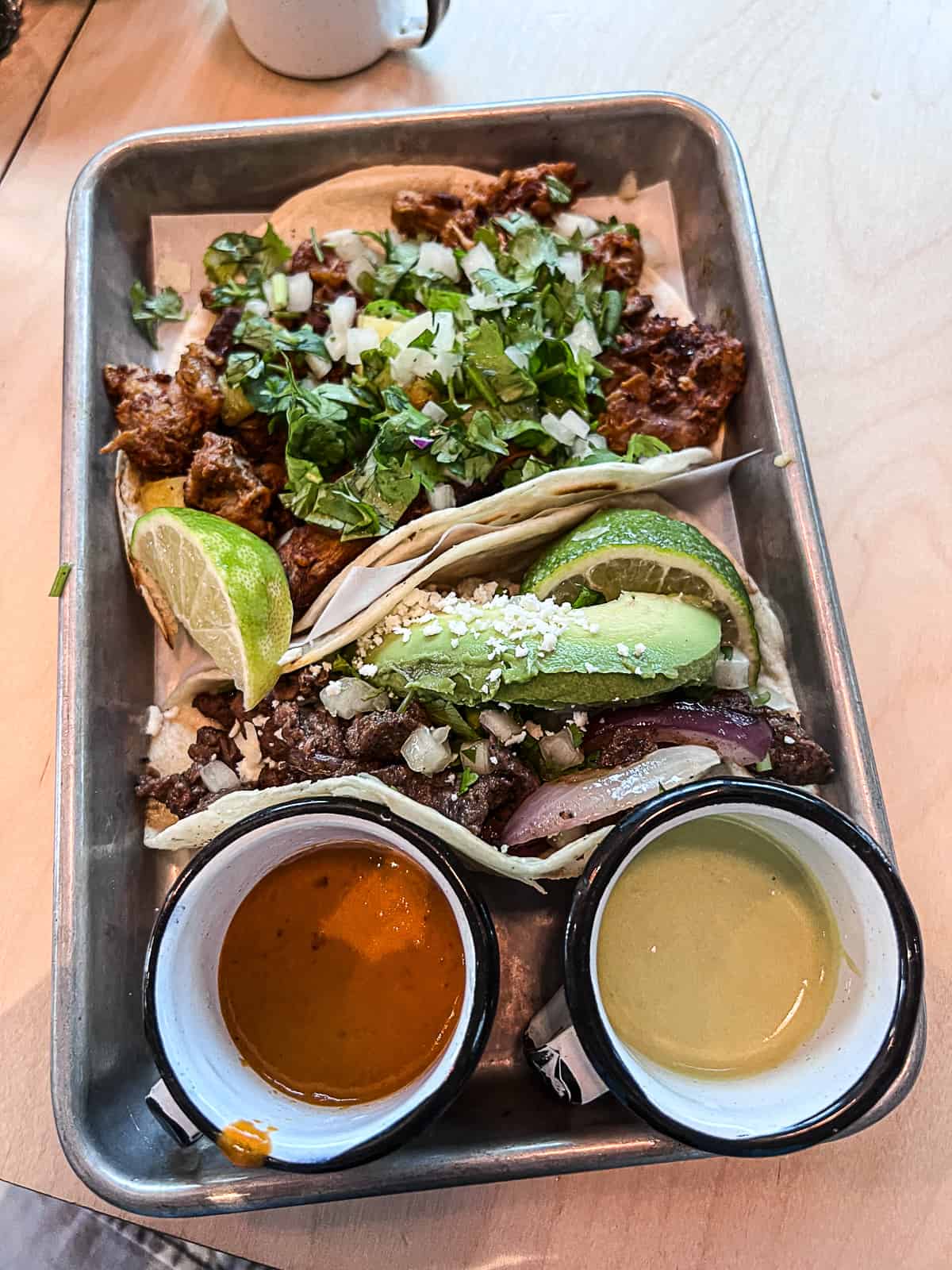 Tacos from menu at Mueller Lake Park Veracruz Restaurant in Austin Texas
