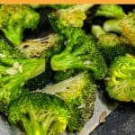 easy and healthy griddled broccoli recipe with text overlay and Sip Bite Go logo