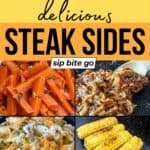 tri tip side dish recipes with text overlay and Sip Bite Go logo