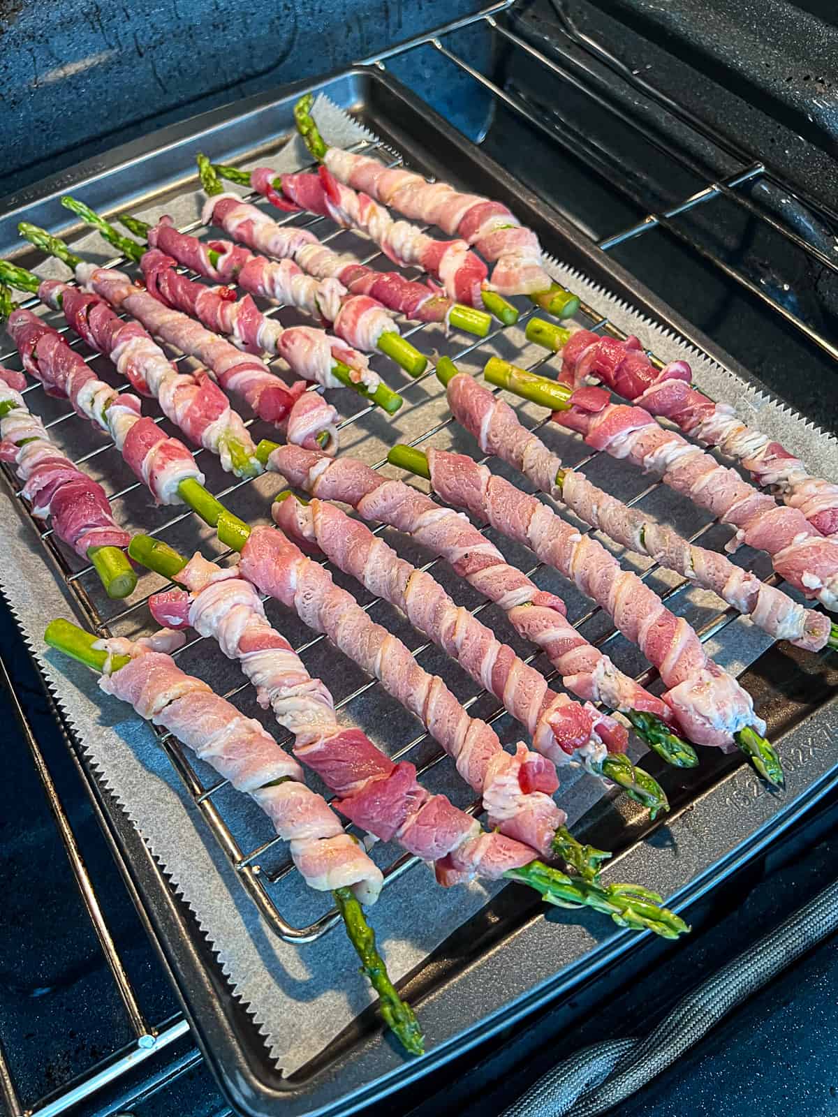 Baking Bacon Wrapped Asparagus In Oven On Tray Recipe