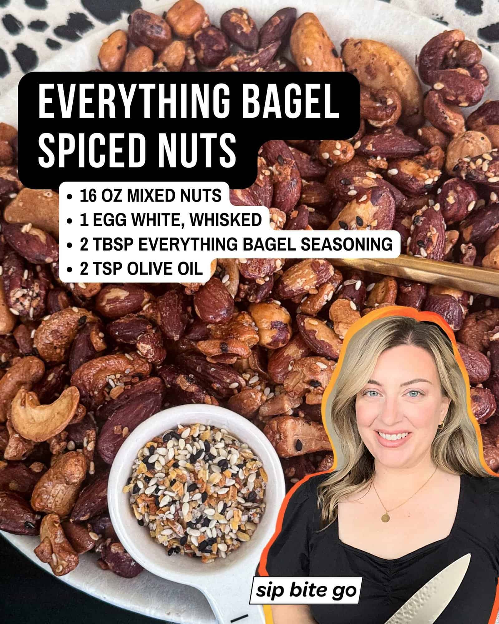 List of Homemade Everything Bagel Spiced Nuts Ingredients 