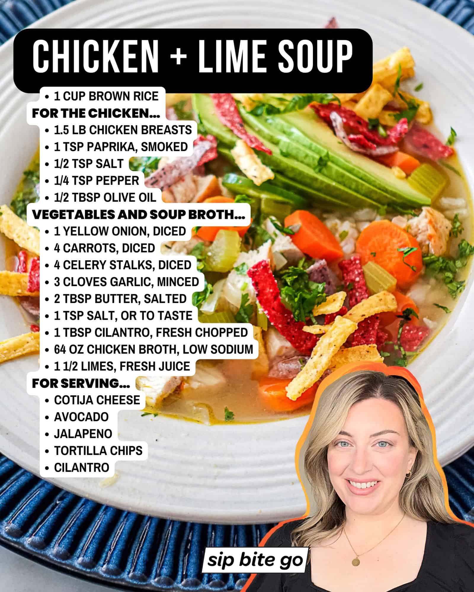 Ingredients list for making Chicken and Lime Soup
