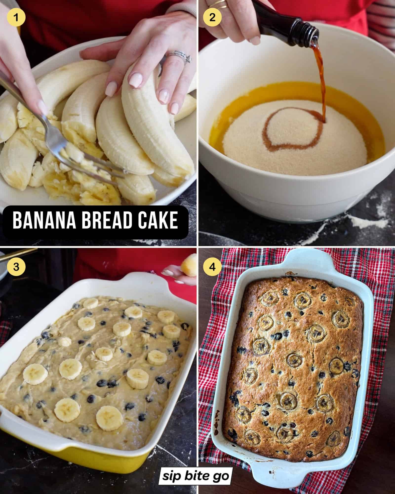 Recipe steps for making homemade Banana Bread Cake