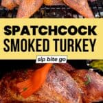 Spatchcock Smoked Turkey Recipe with text overlay