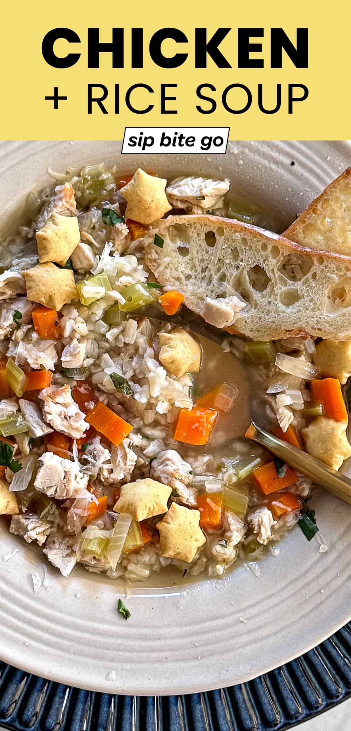 Chicken and Rice Soup with text overlay