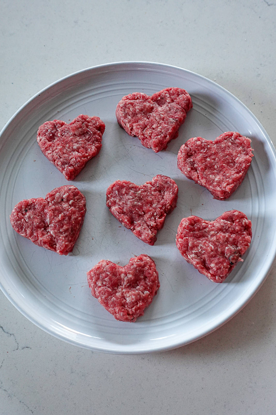 Ground Beef Heart Shaped Burgers
