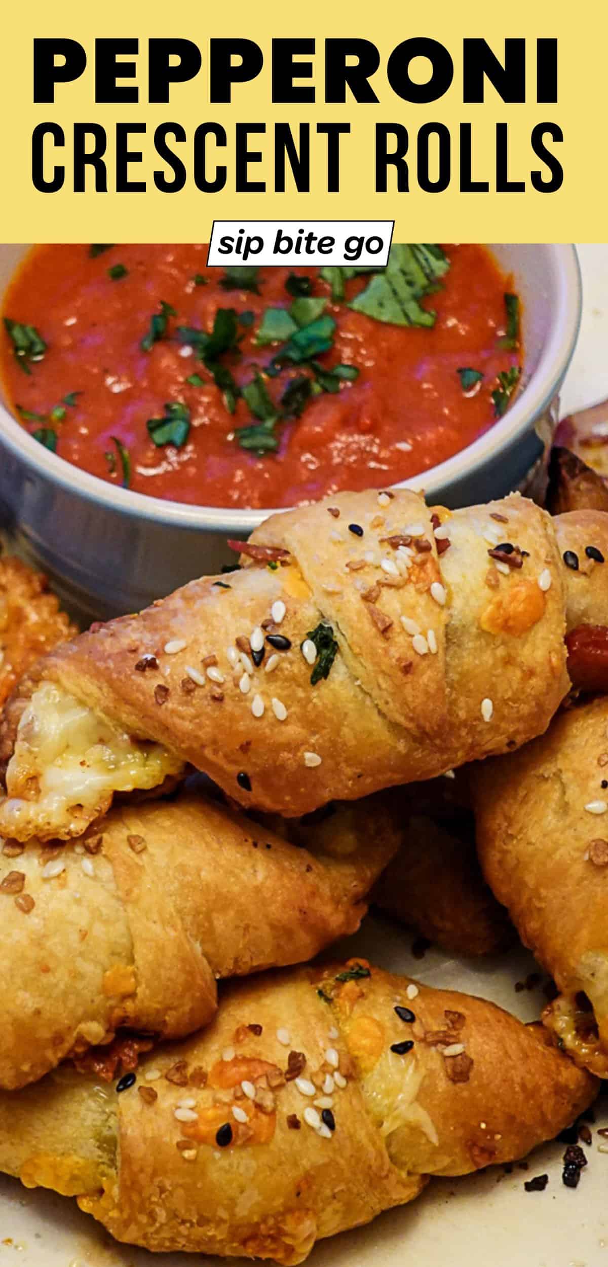 Pepperoni Crescent Rolls Recipe with text overlay