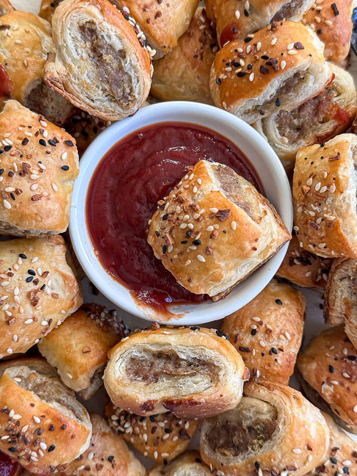 Sausage Pork Rolls with Ketchup